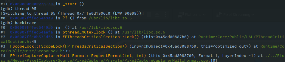 Though you may have to search further down the stack, it should be immediately obvious upon doing so that a thread is currently waiting to acquire a lock.